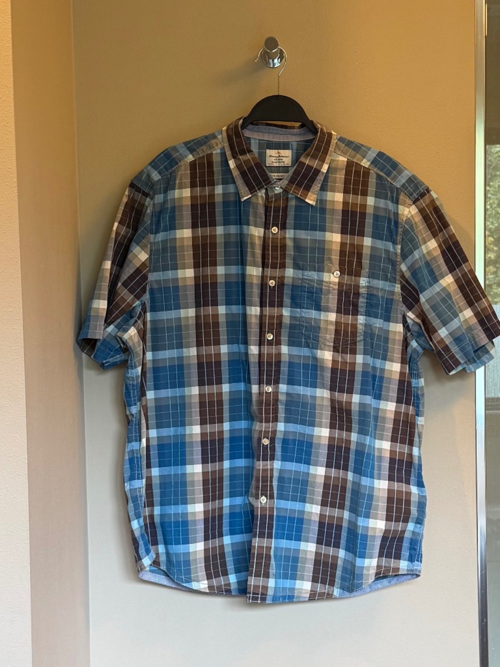Tommy Bahama Jeans Island Crafted Plaid Short Sleeve Shirt, Size XL